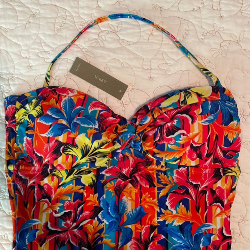 J. Crew tropical print bandeau one-piece swimsuit NWT - Picture 2 of 7